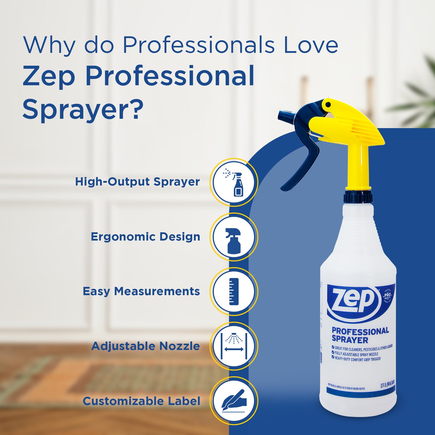Zep All-Purpose Cleaner and Degreaser Concentrate 1 Gal (Case of 4) and Zep Professional Sprayer Bottle (Case of 12) Bundle
