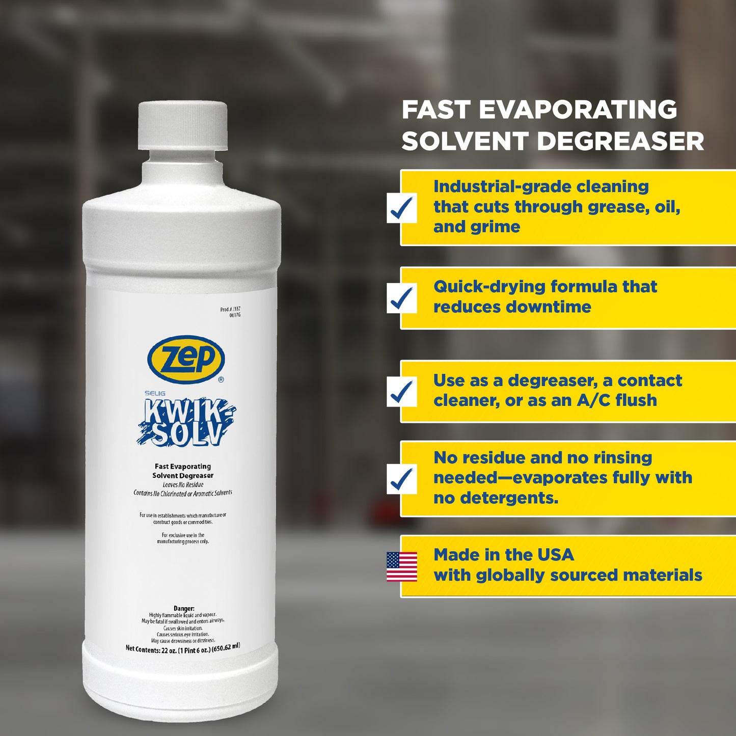 Zep Kwik-Solv Fast-Evaporating Solvent Degreaser – Evaporates Quickly – 22 oz.
