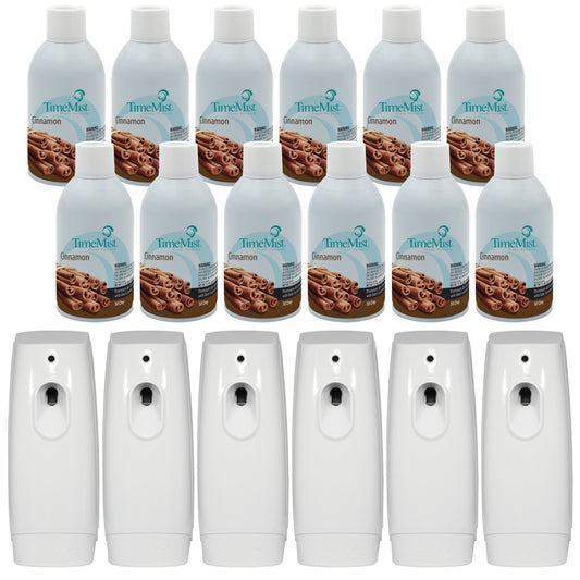 TimeMist Premium Metered Air Freshener Refills, Cinnamon (Case of 12) and TimeMist Classic Aerosol Fragrance Dispenser Bundle