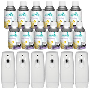 TimeMist Premium Metered Air Freshener Refills, Lavender Lemonade (Case of 12) with TimeMist Metered Aerosol Fragrance Dispenser Bundle