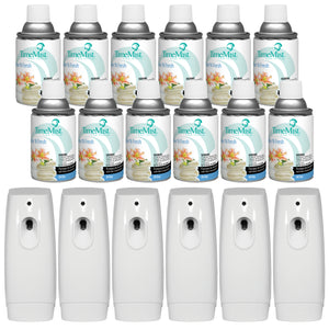 TimeMist Premium Metered Air Freshener Refills, Clean & Fresh (Case of 12) with TimeMist Metered Aerosol Fragrance Dispenser Bundle