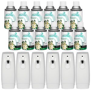 TimeMist Premium Metered Air Freshener Refills, Country Garden (Case of 12) with TimeMist Metered Aerosol Fragrance Dispenser Bundle