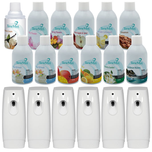 TimeMist Classic Metered Aerosol Fragrance Dispenser & Air Freshener Mixed Assortment Dispenser Refills Bundle