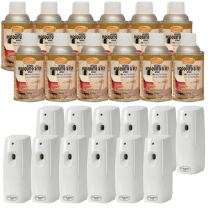 Country Vet Mosquito+Fly Metered Spray Refill (Case of 12) & Automatic Metered Dispenser Bundle