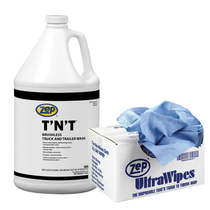 Zep T’N’T Truck & Trailer Wash + Ultra Wipes Shop Towels Bundle