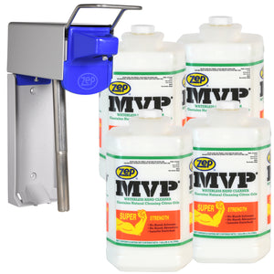 MVP Waterless Hand Cleaner and Zep D-4000 Hand Soap Dispenser Bundle - 1 Gal