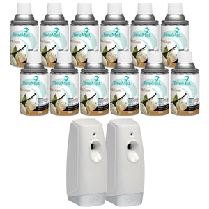 TimeMist Premium Metered Air Freshener Refills, Vanilla Cream (Case of 12) with Meter Mist 3000 Ultra Dispenser (2 Pack) Bundle