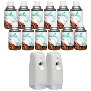 TimeMist Premium Metered Air Freshener Refills, Cinnamon (Case of 12) with Meter Mist 3000 Ultra Dispenser (2 Pack) Bundle