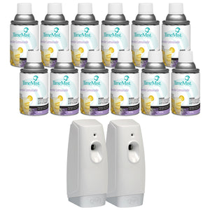 TimeMist Premium Metered Air Freshener Refills, Lavender Lemonade (Case of 12) with Meter Mist 3000 Ultra Dispenser (2 Pack) Bundle