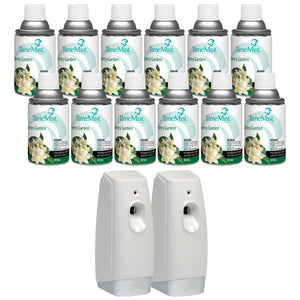 TimeMist Premium Metered Air Freshener Refills, Country Garden (Case of 12) with Meter Mist 3000 Ultra Dispenser (2 Pack) Bundle