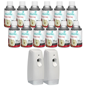 TimeMist Premium Metered Air Freshener Refills, Dutch Apple Spice (Case of 12) and Meter Mist 3000 Ultra Dispenser (Case of 2) - 7.1 oz Bundle