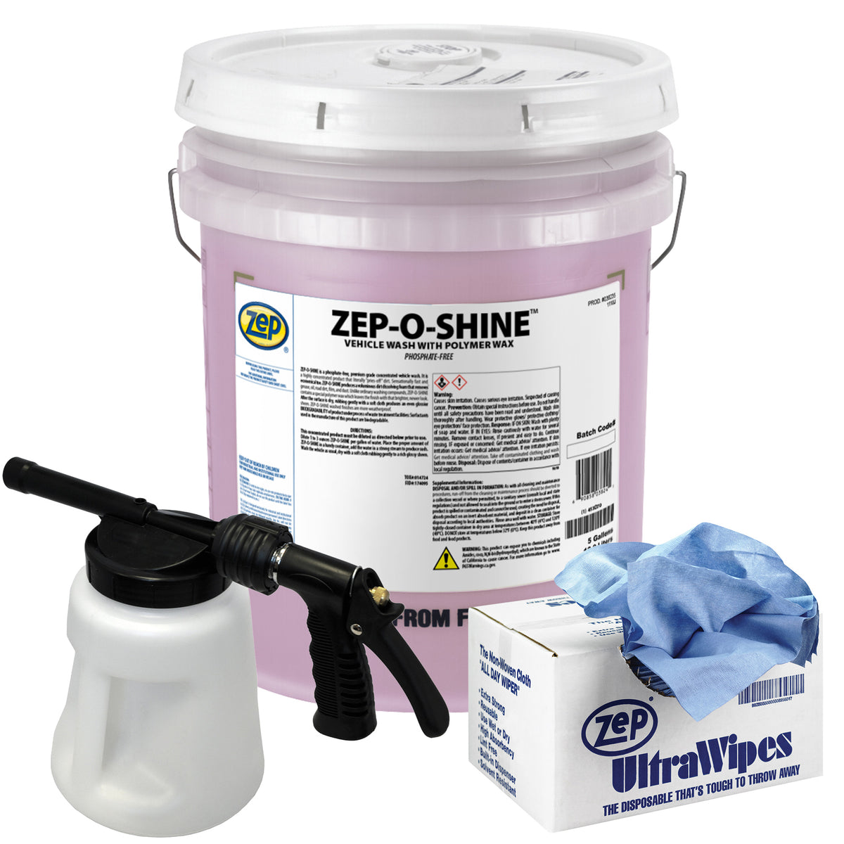 Zep-O-Shine Vehicle Wash & Wax + Hydro Foamer + Ultra Wipes Kit