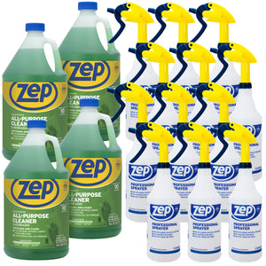 Zep All-Purpose Cleaner and Degreaser Concentrate 1 Gal (Case of 4) and Zep Professional Sprayer Bottle (Case of 12) Bundle