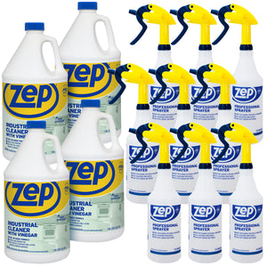 Zep Industrial Cleaner With Vinegar 1 Gal (Case of 4) and Zep Professional Sprayer Bottle (Case of 9) Bundle