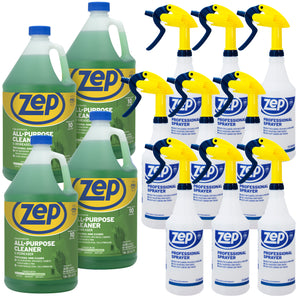 All-Purpose Cleaner and Degreaser Concentrate (Case of 4) + Zep Professional Sprayer Bottle - 32 oz (Case of 9) Bundle