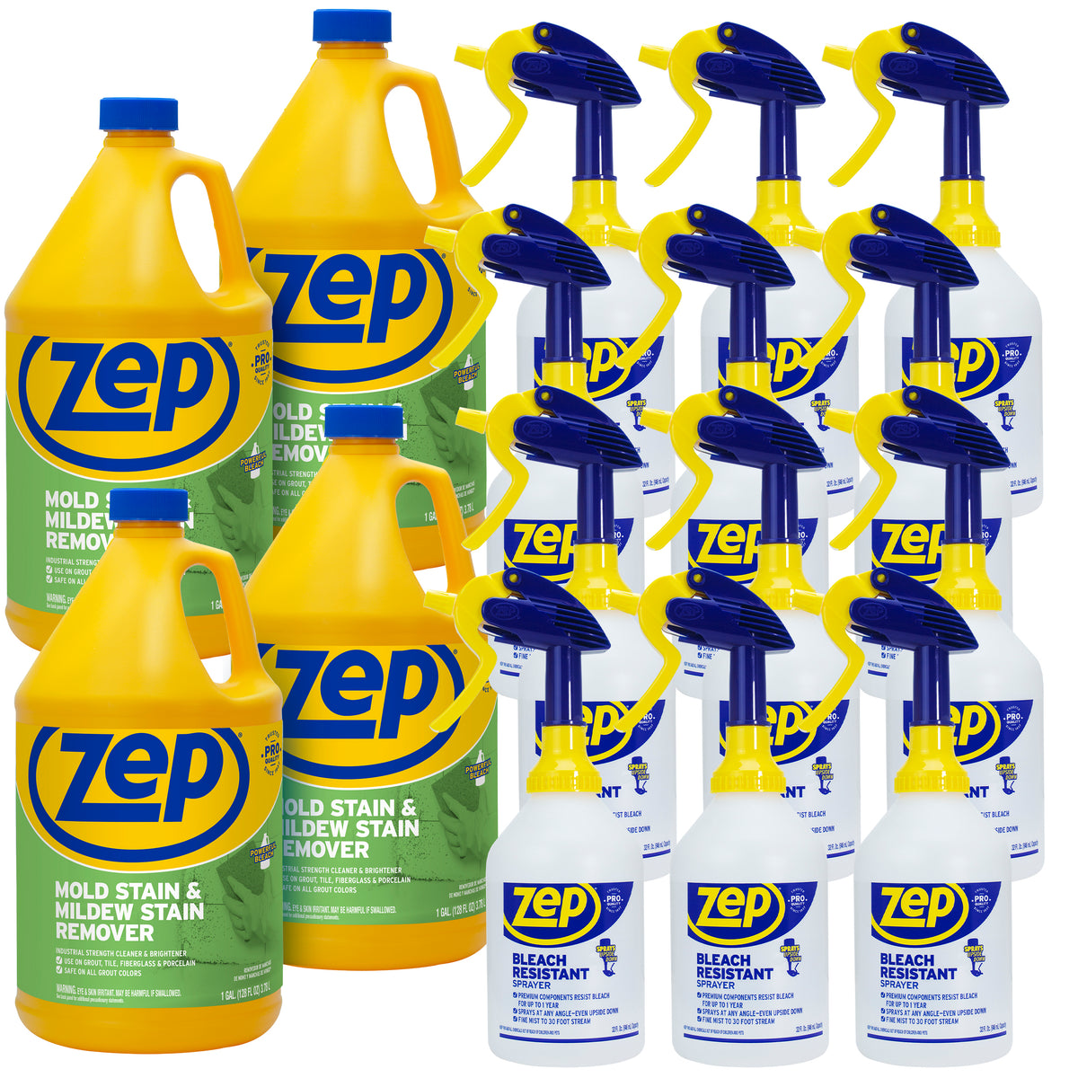 Zep Mold Stain and Mildew Stain Remover 1 Gal (Case of 4) with Zep Ble ...