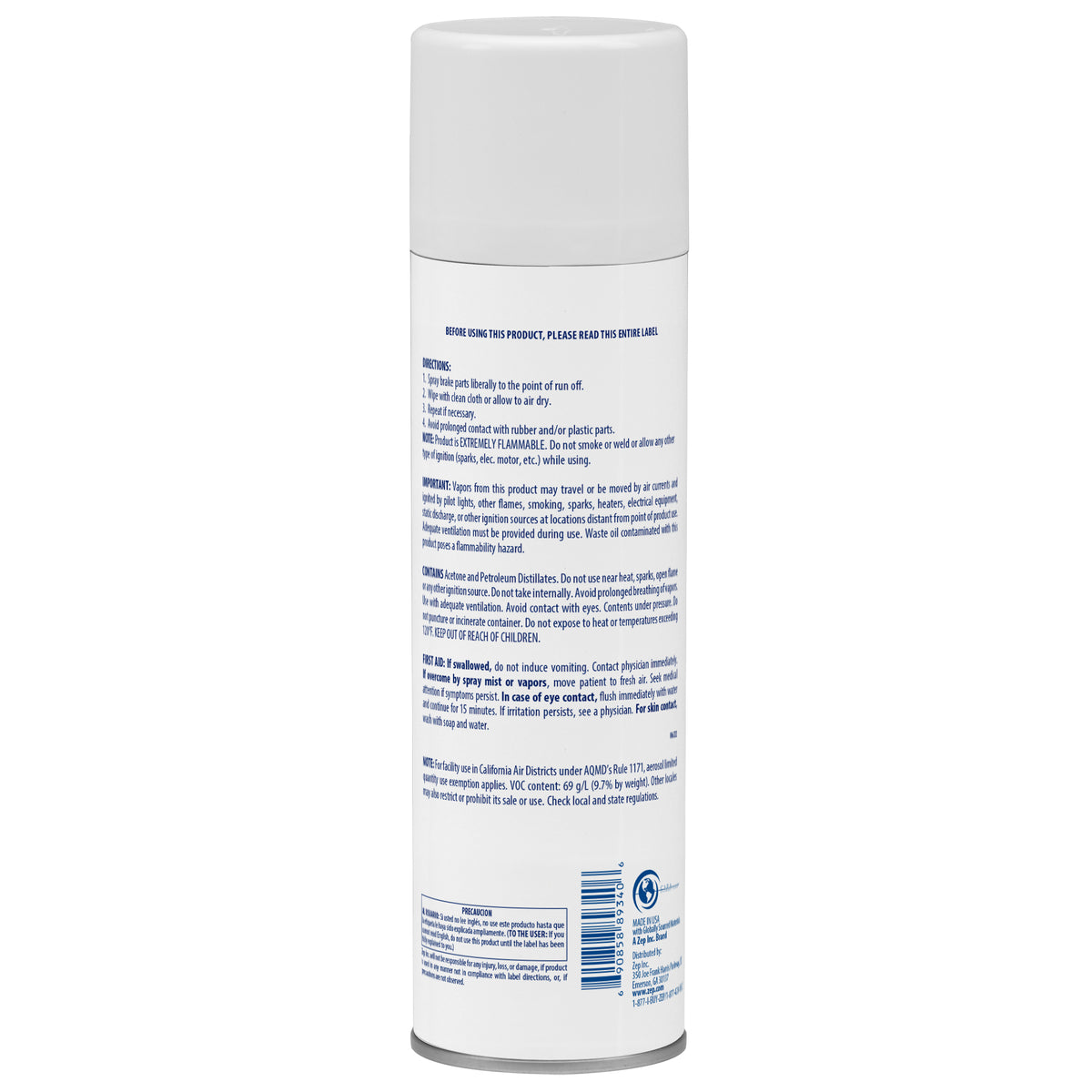 Zep Brake Flush Spray- 14 Oz - Fast Drying Brake Cleaner, Dissolves Grease and Oil, Removes Brake Fluid