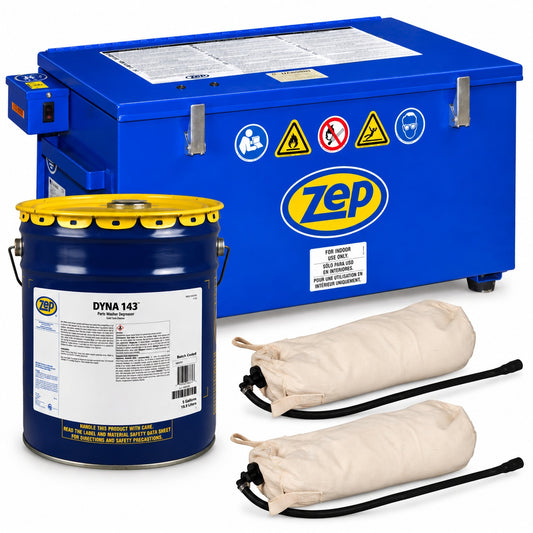 Zep Dyna-Mate III Parts Washer + Dyna 143 Degreaser + Dyna-Trap Filter Bag Kit