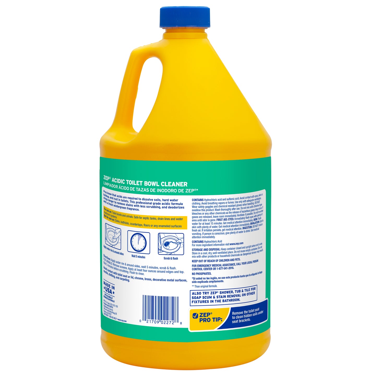 Zep Acidic Toilet Bowl Cleaner Removes Hard Water Stains – 1 Gallon (Case of 4) with Zep Drain Defense - 64 oz (Case of 4) Bundle