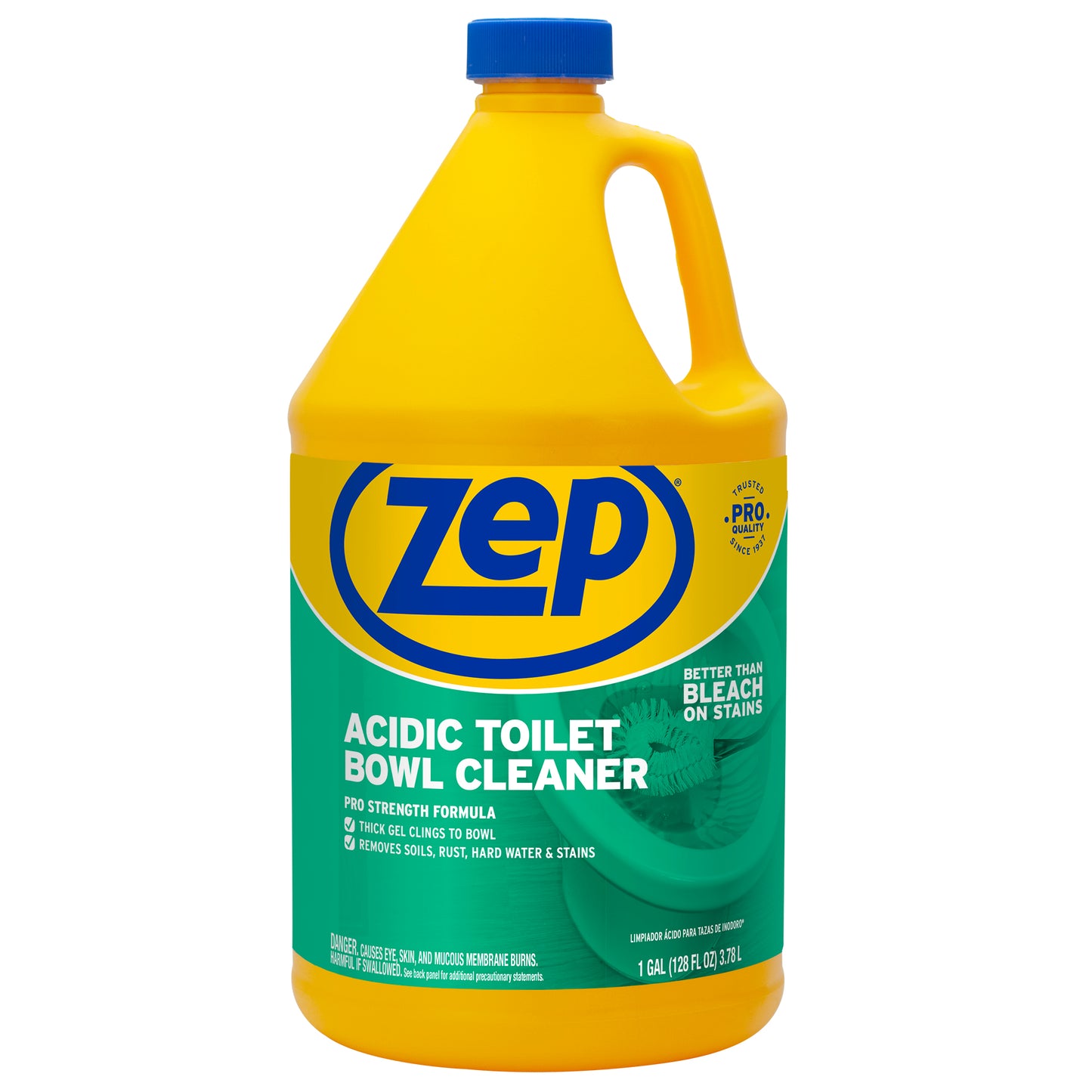 Zep Acidic Toilet Bowl Cleaner Removes Hard Water Stains – 1 Gallon (Case of 4) with Zep Drain Defense - 64 oz (Case of 4) Bundle
