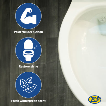 Zep Acidic Toilet Bowl Cleaner Removes Hard Water Stains – 1 Gallon (Case of 4) with Zep Drain Defense - 64 oz (Case of 4) Bundle