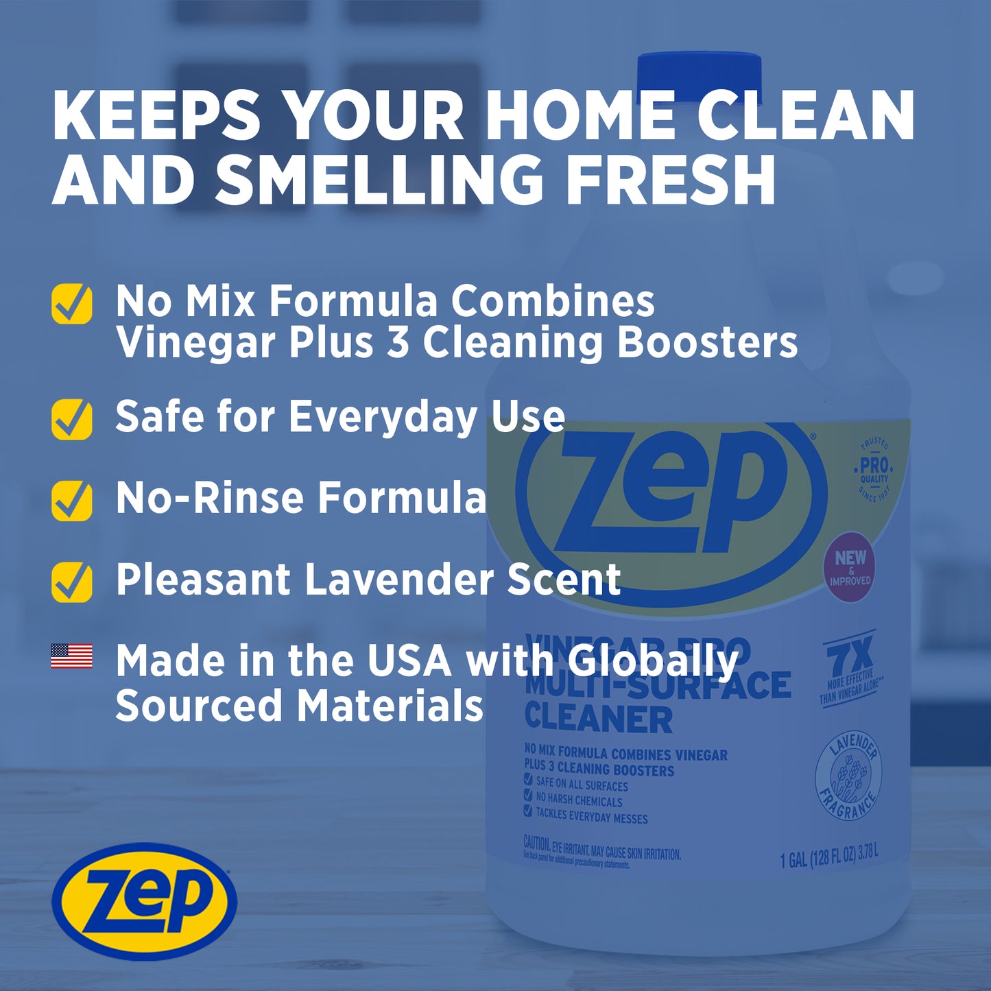 Zep Vinegar Pro Multi-Surface Cleaner – 7x More Effective than Vinegar Alone – 1 Gallon