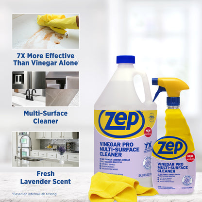 Zep Vinegar Pro Multi-Surface Cleaner – 7x More Effective than Vinegar Alone – 32 oz