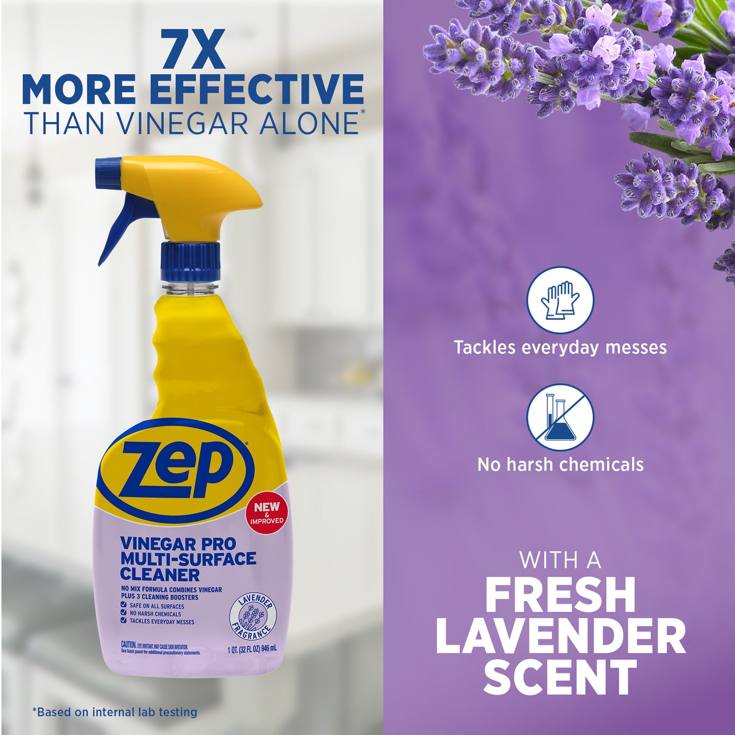 Zep Vinegar Pro Multi-Surface Cleaner – 7x More Effective than Vinegar Alone – 32 oz