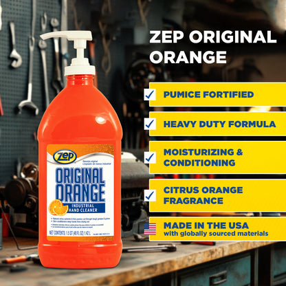 Zep Original Orange Industrial Hand Cleaner – Cuts Through Tough Grease & Grime – 48 oz