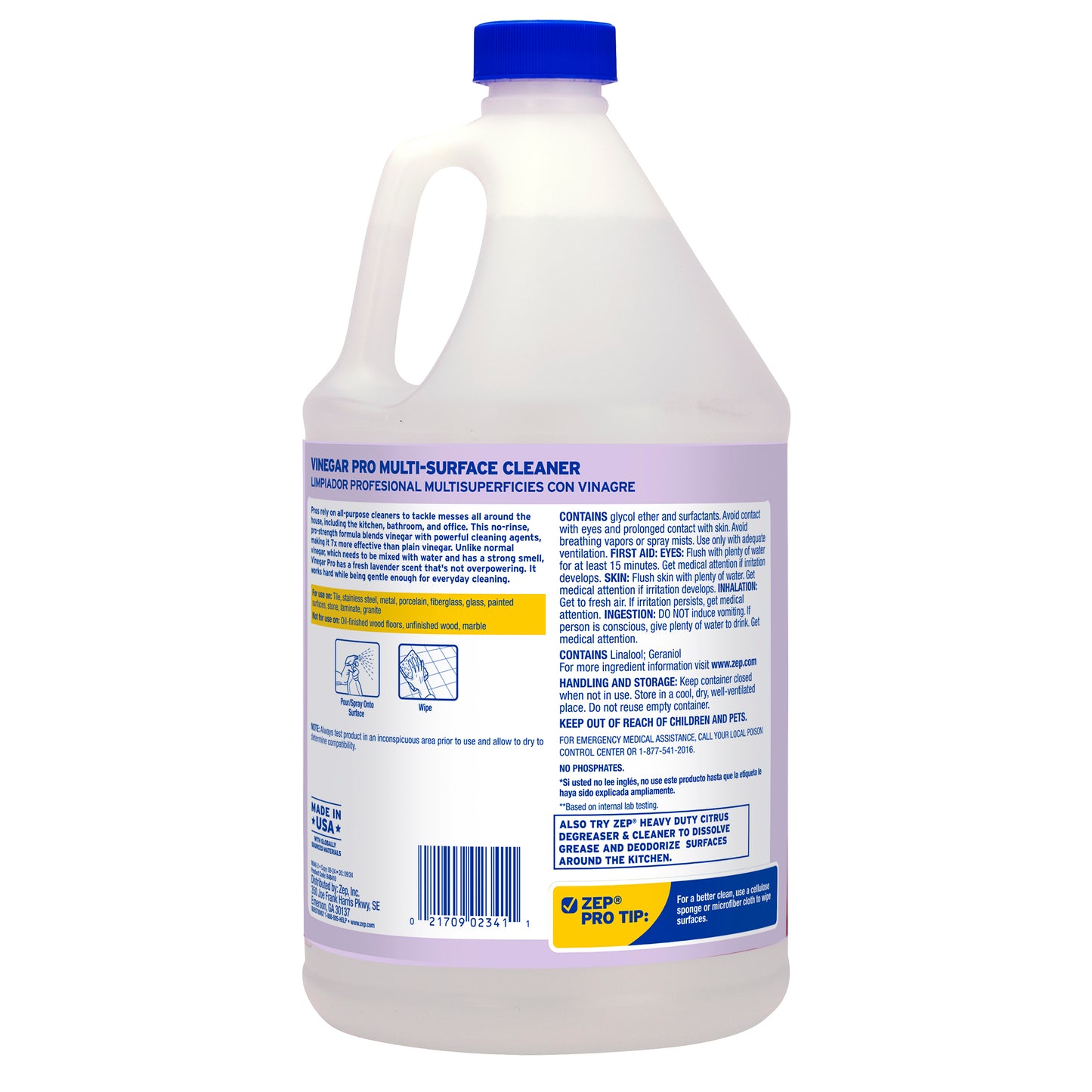 Zep Vinegar Pro Multi-Surface Cleaner 1 Gal (Case of 4) and Zep Professional Sprayer Bottle (Case of 12) Bundle