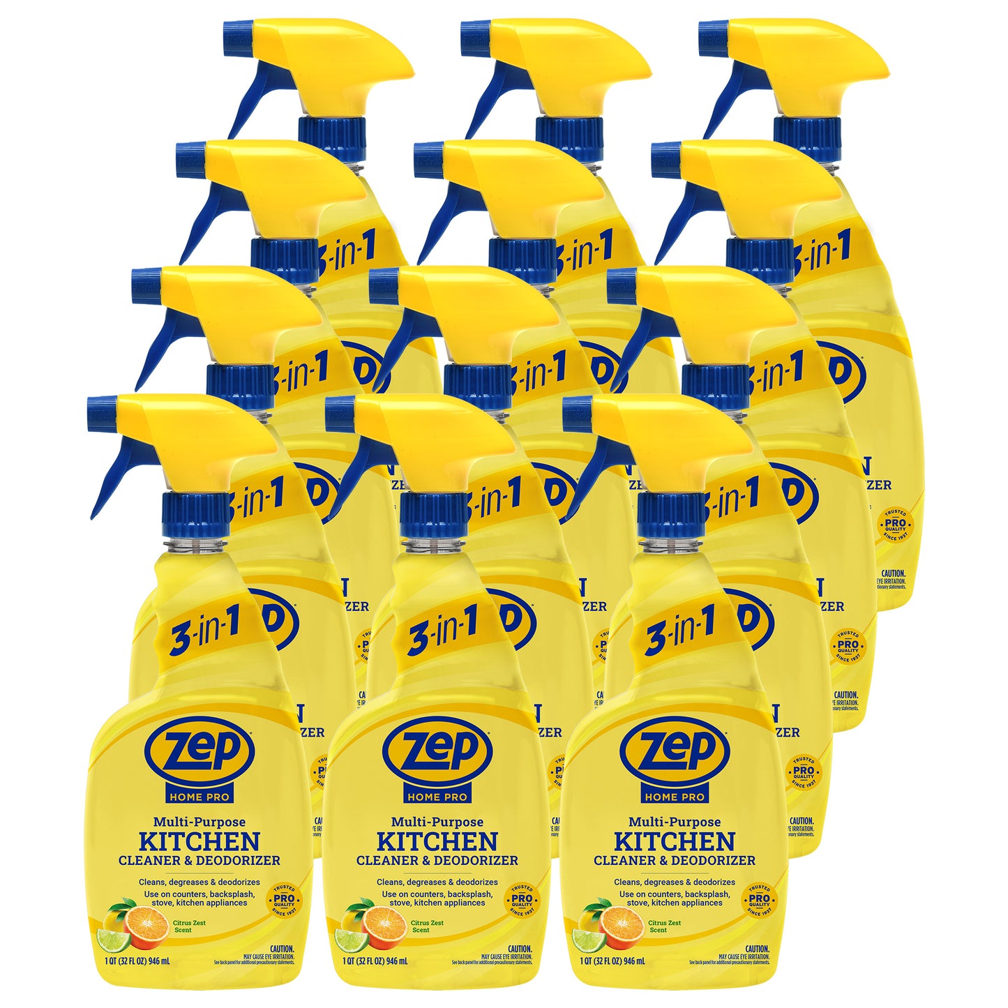 Zep Home Pro Kitchen Cleaner & Deodorizer - 32 oz - Powerful cleaning formula cuts through tough grease, grime, food spills, and odors on kitchen surfaces with a fresh citrus scent