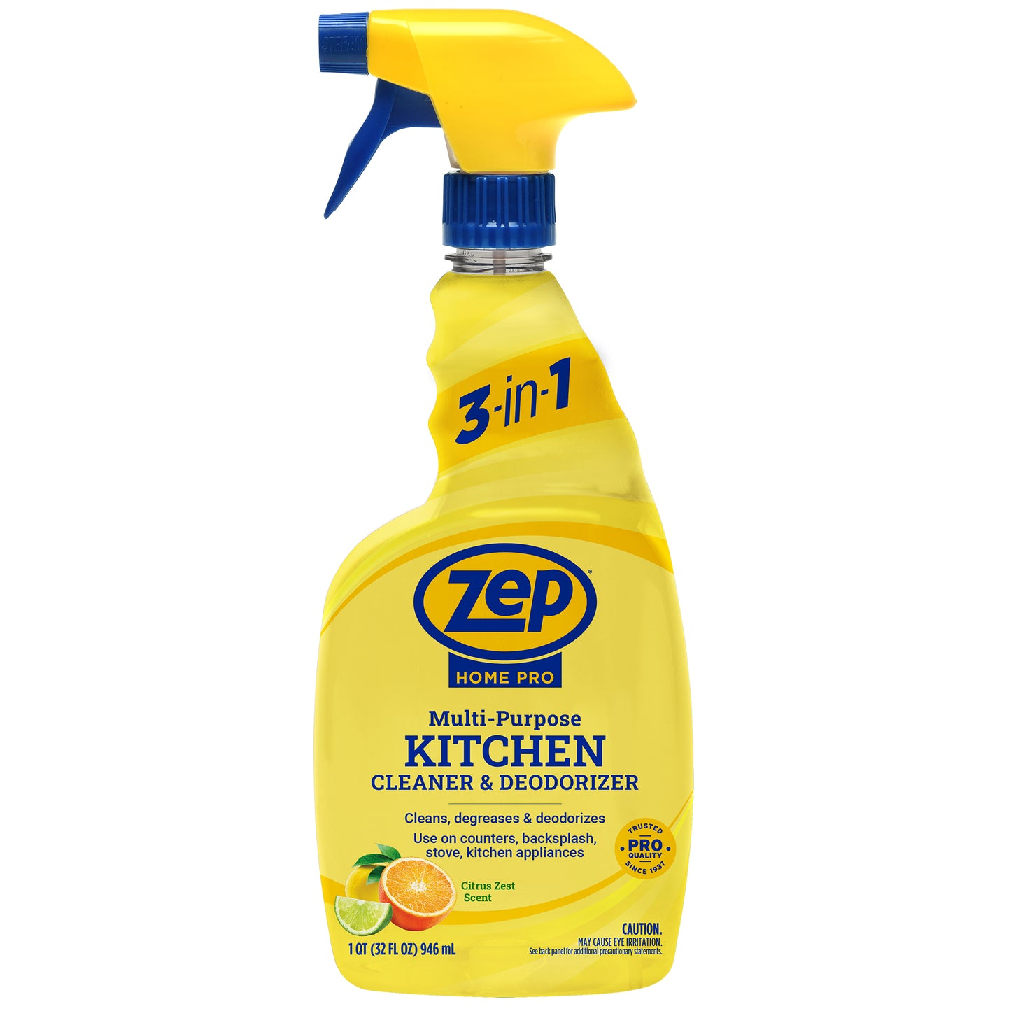 Zep Home Pro Kitchen Cleaner & Deodorizer - 32 oz - Powerful cleaning formula cuts through tough grease, grime, food spills, and odors on kitchen surfaces with a fresh citrus scent