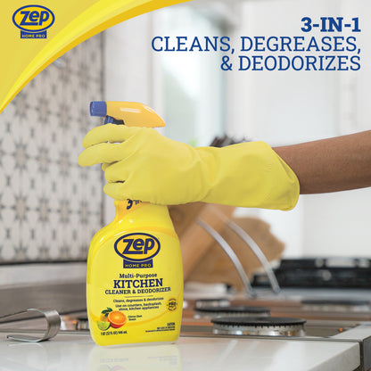 Zep Home Pro Kitchen Cleaner & Deodorizer - 32 oz - Powerful cleaning formula cuts through tough grease, grime, food spills, and odors on kitchen surfaces with a fresh citrus scent