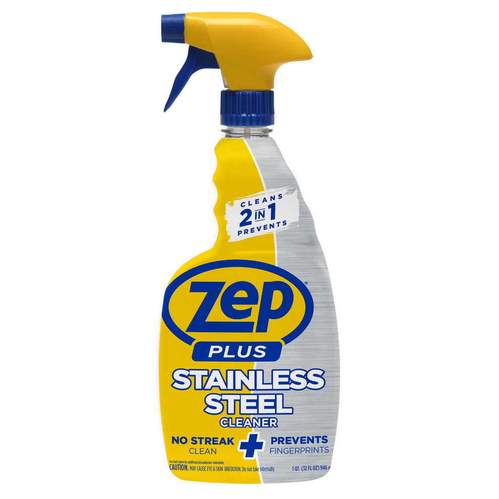 Zep Plus Stainless-Steel Cleaner – Prevents Fingerprints – 32 oz. – Zep ...