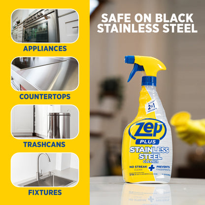 Zep Plus Stainless-Steel Cleaner – Prevents Fingerprints – 32 oz.