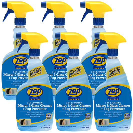 Zep Home Pro Mirror & Glass Cleaner + Fog Preventer - Streak-Free Shine - 32 oz.