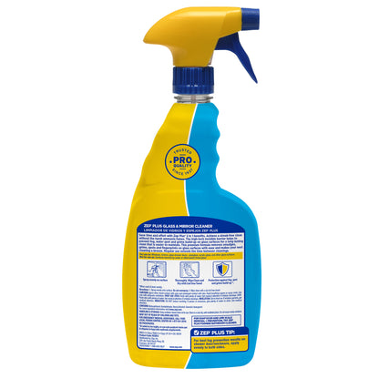 Zep Plus Glass & Mirror Foaming Cleaner 32 oz and Blue Microfiber Rag