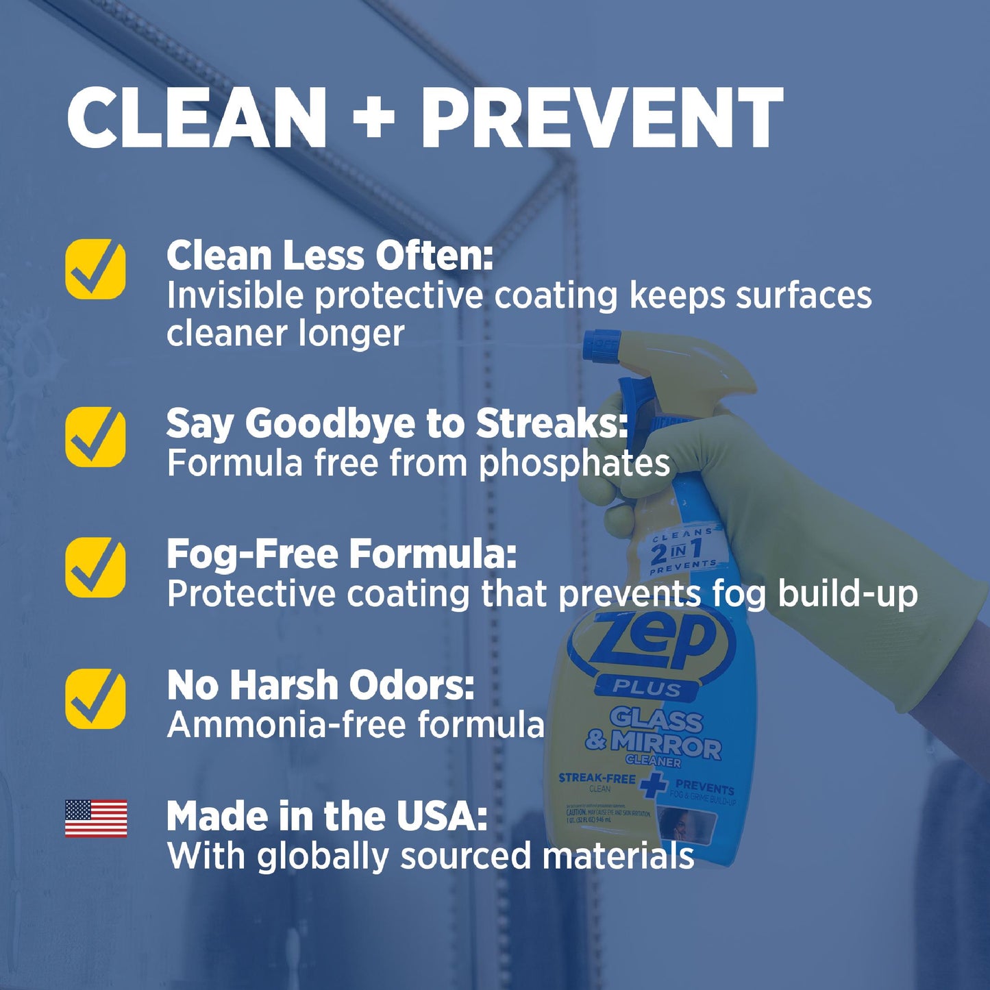 Zep Plus Glass & Mirror Cleaner - 32 Fl. Oz.