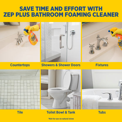 Zep Plus Bathroom Foaming Cleaner 32 oz and Blue Microfiber Rag