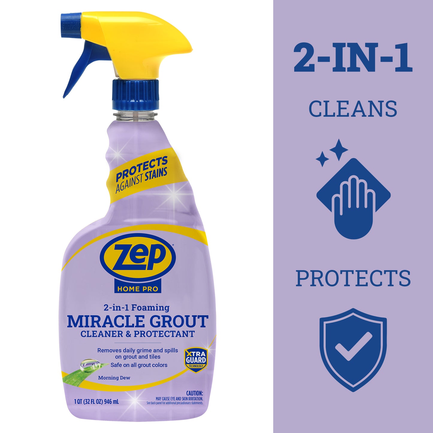 Zep Home Pro Foaming Miracle Grout Cleaner & Protectant - Protects Against Grime Buildup - 32 oz.