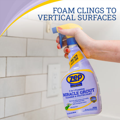 Zep Home Pro Foaming Miracle Grout Cleaner & Protectant - Protects Against Grime Buildup - 32 oz.