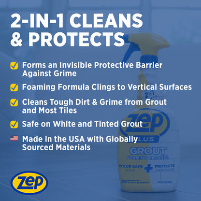 Zep Plus Foaming Grout Cleaner 32 oz and Blue Microfiber Rag