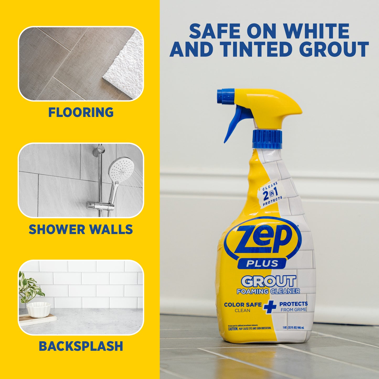 Zep Plus Foaming Grout Cleaner – Protects Grout from Grime – 32 oz.