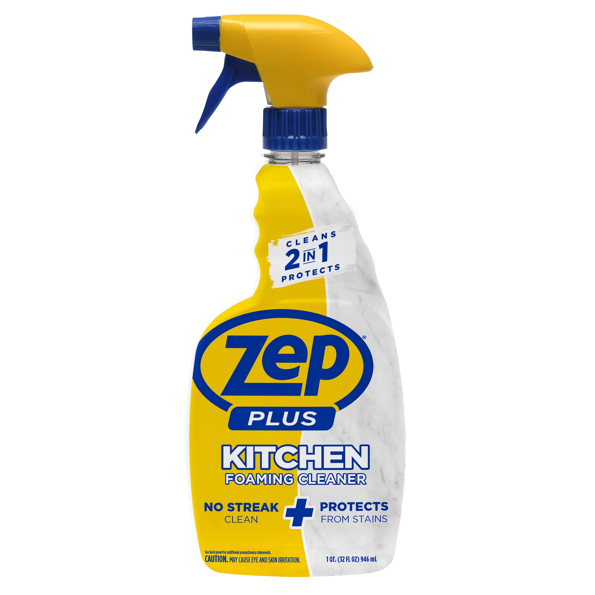 Zep Plus Foaming Kitchen Cleaner 32 oz and Blue Microfiber Rag