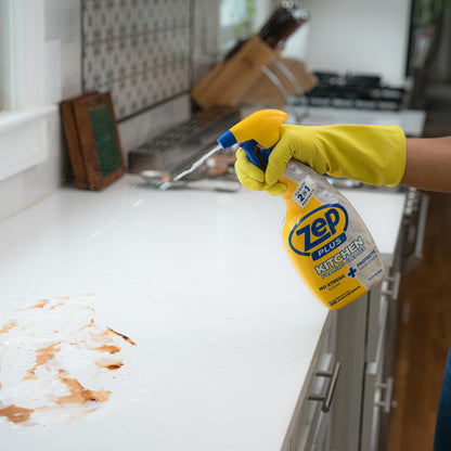 Zep Plus Foaming Kitchen Cleaner 32 oz and Blue Microfiber Rag