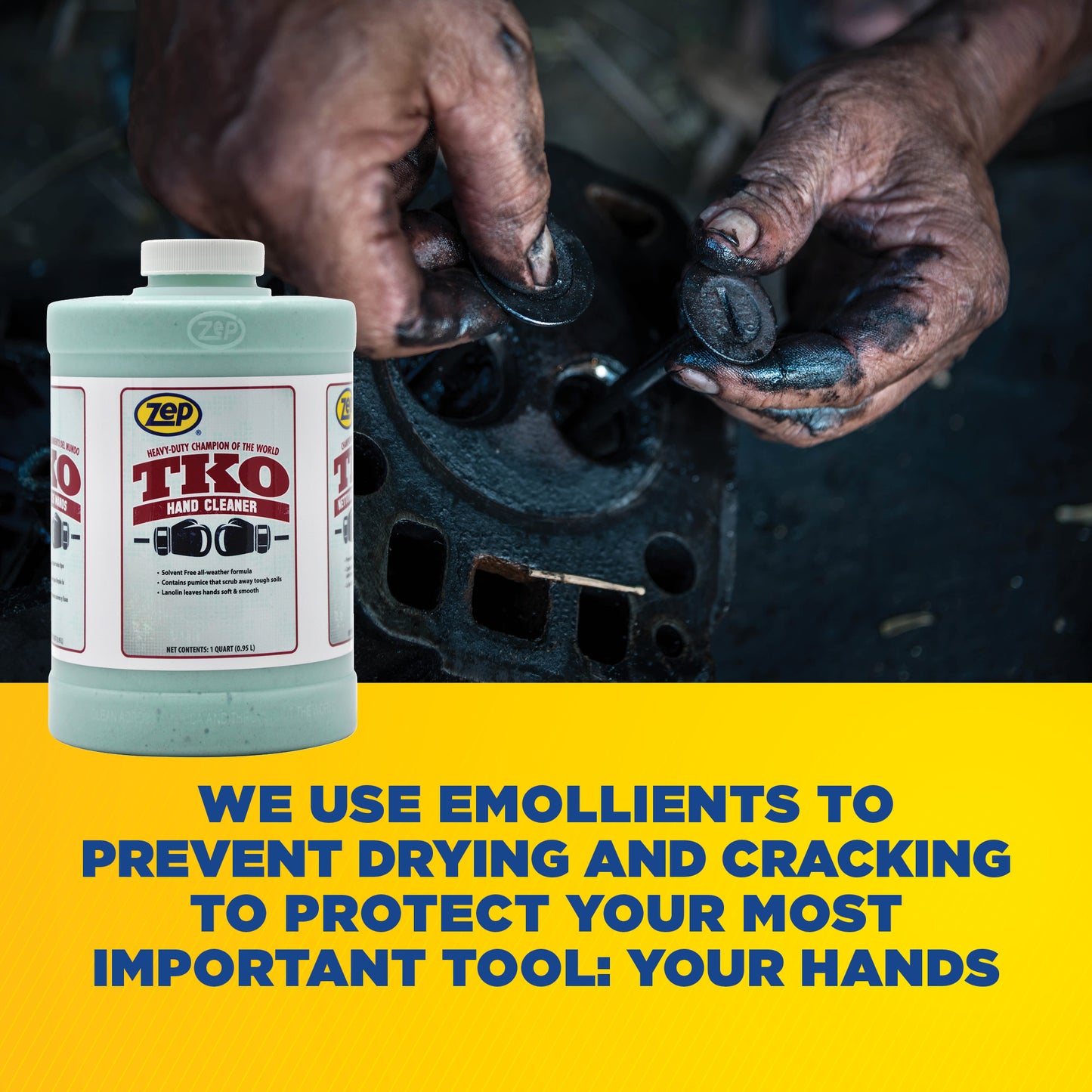 Zep TKO Hand Cleaner - Scrubs Away Tough Soils - 1 qt