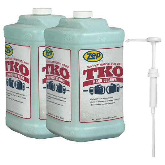 Zep TKO Head Cleaner Solvent-Free Formula Scrubs Away Tough Soils – 1 Gallon (Case of 2) with Zep One Gallon Industrial Pump Bundle