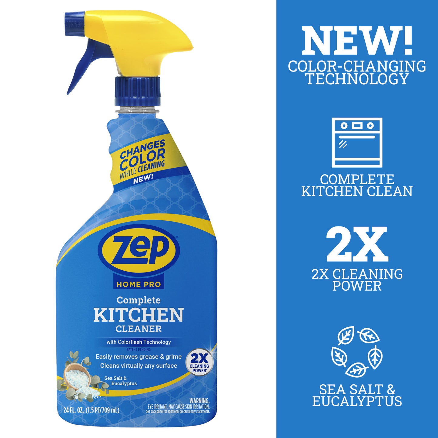 Zep Home Pro Complete Kitchen Cleaner -  Patent Pending Formula Changes Color From Blue to White as it Cleans Away Grease - 24 oz