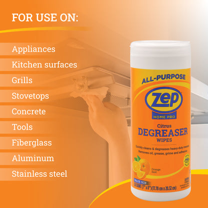 Zep Home Pro Citrus Degreaser Wipes 50 ct.