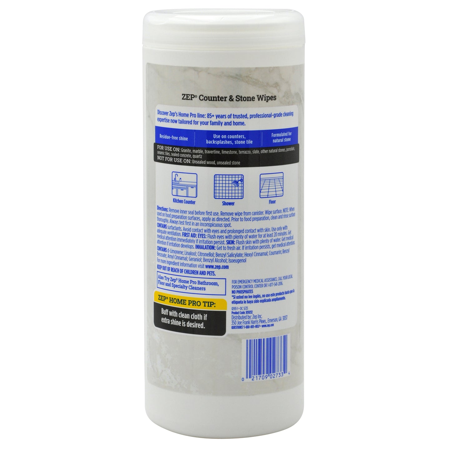 Zep Home Pro Counter & Stone Wipes 50 ct.